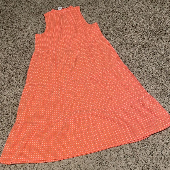 NWOT Loft Maxi Dress Orange/white keyhole tie front size Large - Picture 8 of 8